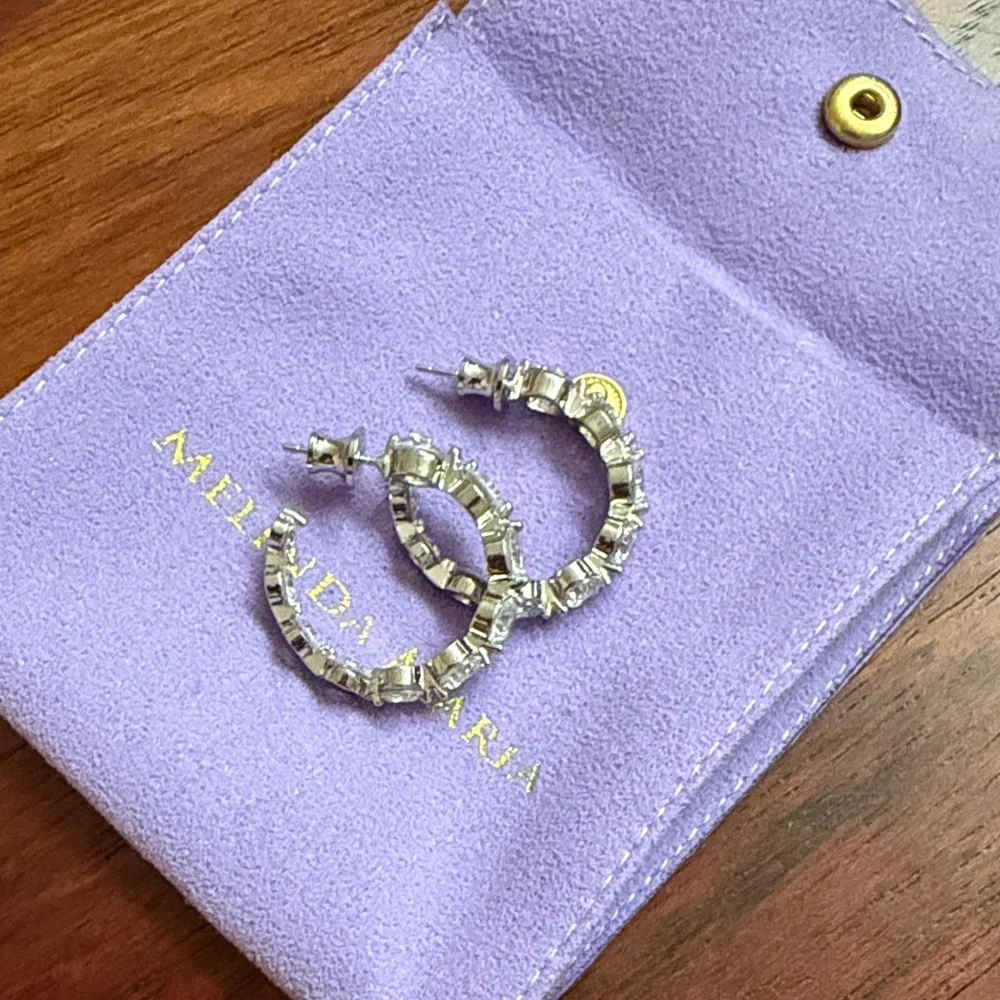 Melinda Maria Clear Crystal Hoop Earrings - Picture 2 of 5